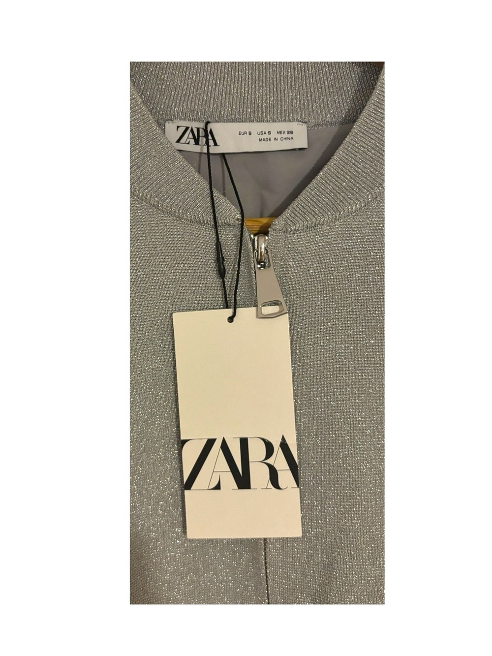 ZARA Metallic Knit Bomber Cardigan - Picture 4 of 5